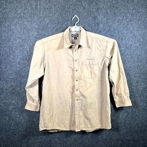 Three Rivers GMC Direction Button-Up Shirt Men's XL Beige Cotton Camping Fishing